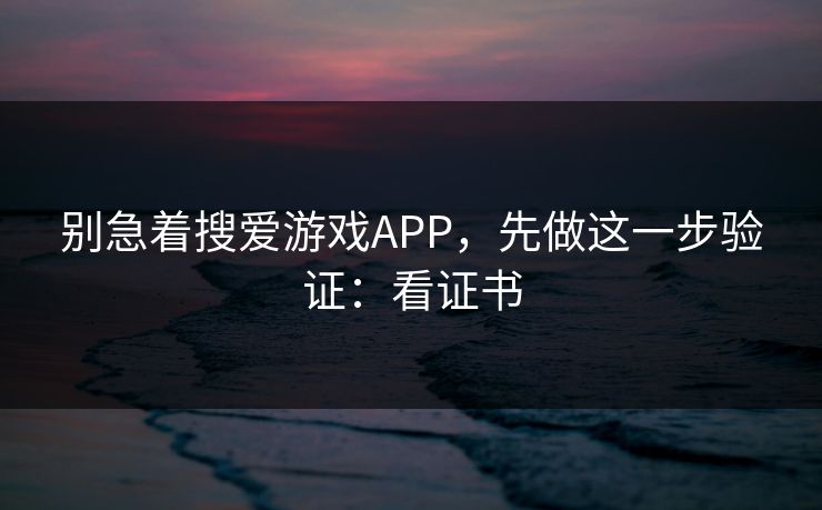 别急着搜爱游戏APP，先做这一步验证：看证书