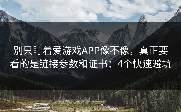 别只盯着爱游戏APP像不像,真正要看的是链接参数和证书:4个快速避坑 别只盯着爱游戏APP像不像,真正要看的是链接参数和证书:4个快速避坑